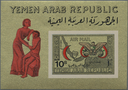 23061 Jemen: 1968, Red Crescent Imperf. Miniature Sheet With Different Denomination '10b.' (instead Of 15b - Yémen