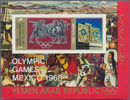 23068 Jemen: 1968, Summer Olympics Mexico Perf. And Imperf. Miniature Sheets 4b. 'Scene From Greek Mytholo - Yémen