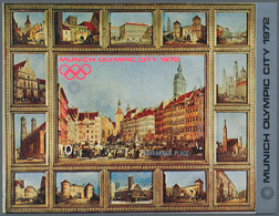 23079 Jemen: 1970, Olympic City Of Munich (Famous Sights) Imperf. Miniature Sheet 10b. 'Marienplatz In 19t - Yémen