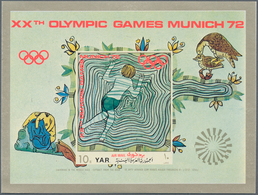 23081 Jemen: 1970, Olympic City Of Munich (Sports In Medieval Art - Sculptures) Perf. Miniature Sheet 10b. - Yémen