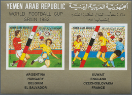 23133 Jemen: 1982, Football World Championship Spain Complete Set Of Six In Three Different Imperforate Sp - Yémen