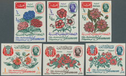 23166 Jemen - Königreich: 1965, Flowers Set Of Six Imperf. Stamps In A Lot With 72 Complete Sets With Many - Yémen