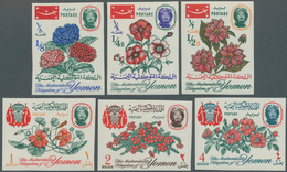 23166 Jemen - Königreich: 1965, Flowers Set Of Six Imperf. Stamps In A Lot With 72 Complete Sets With Many - Yemen