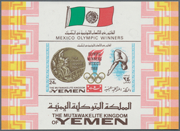 23194 Jemen - Königreich: 1968, Summer OLYMPICS Mexico Gold Medallists Imperf. 24b. Miniature Sheet 'Klaus - Yémen