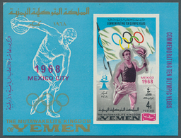 23205 Jemen - Königreich: 1968, Summer Olympics Mexico Miniature Sheet 4b. 'Torch Bearer' With GOLD Countr - Yémen