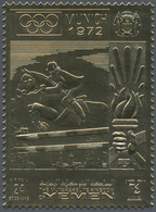 23211 Jemen - Königreich: 1969, Summer Olympics Munich 1972 'Show Jumping' Perforated Gold Foil Stamps Inv - Yémen