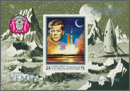 23220 Jemen - Königreich: 1969, Exploration Of The Moon (Apollo X) Miniature Sheet 24b. 'rocket And Portra - Yémen