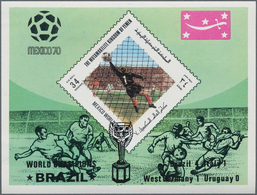 23253 Jemen - Königreich: 1970, Winners Of The Football World Championship Mexico Imperf. Miniature Sheets - Yémen