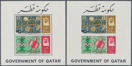 23331 Katar / Qatar: 1965, ITU, Souvenir Sheet Perforate And Imperforate, 22 Copies Each, Unmounted Mint. - Qatar