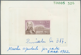 23342 Kolumbien: 1962. Proof Print On Strong Paper In Issued Colors Für The 1p Value Of The Set "Progress - Kolumbien