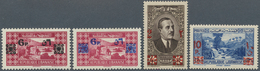 23461 Libanon: 1943/1945, Revaluation Overprints, Assortment On Album Pages Incl. Four Colour Proofs: 2pi. - Libanon