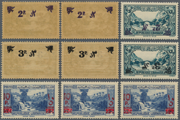 23462 Libanon: 1943, Revaluation Overprints, Specialised Assortment Of 15 Stamps, Comprising Inverted, Dou - Liban