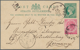 23517 Malaiische Staaten - Straits Settlements: 1891, Stationery Card QV 1 C Green Uprated 2 C Deep-rose B - Straits Settlements