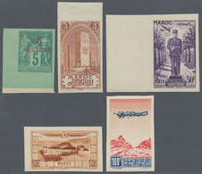 23591 Marokko: 1891/1952, Mint Collection Of 25 Different IMPERFORATE Stamps. - Marocco (1956-...)