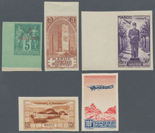 23591 Marokko: 1891/1952, Mint Collection Of 25 Different IMPERFORATE Stamps. - Marokko (1956-...)