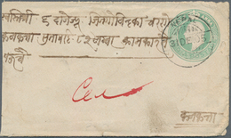 23688 Nepal: 1880's-1980's, Group Of Ten Covers And Postal Stationery Items Including Three "Horse" P/s Ca - Nepal
