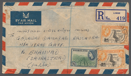 23771 Nyassaland: 1954/55, Six Registered Airmail Covers To India: From Limbe, Nyassaland Franked With 195 - Nyasaland