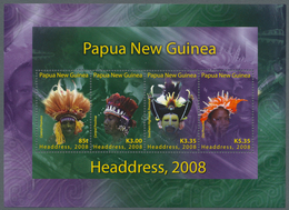 23846 Papua Neuguinea: 2008, Papua New Guinea. HEADDRESSES. Lot Of 375 Souvenir Sheets Each Containing The - Papua Nuova Guinea