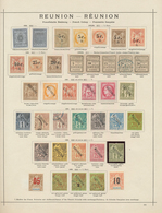 23909 Reunion: 1852/1901: Collection Of Several Dozen Mint And Used Stamps On Old Time Album Pages, No Emp - Brieven En Documenten