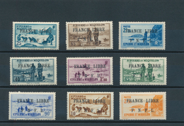 23933 St. Pierre Und Miquelon: 1941/1942, FRANCE LIBRE F.N.F.L. Overprints, Mint Assortment Of 18 Differen - Altri & Non Classificati