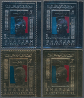 24031 Schardscha / Sharjah: 1970 (ca.), Prominent Persons 'CHARLES DE GAULLE' Gold And Silver Foil Stamps - Sharjah