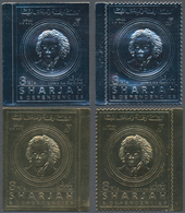 24034 Schardscha / Sharjah: 1970, 200th Birthday Of Ludwig Van BEETHOVEN Gold And Silver Foil Stamps Inves - Schardscha