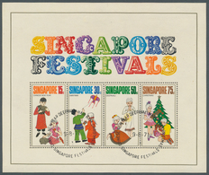 24061 Singapur: 1970/1979, Lot Of 13 Souvenir Sheets, Partly Toned Gum, E.g. 1970 Osaka (6), 1971 People's - Singapour (...-1959)