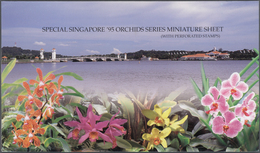 24081 Singapur: 1995, Stamp Exhibition SINGAPORE '95 ("Orchids"), Special Souvenir Sheet With Orange Sheet - Singapore (...-1959)