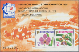 24087 Singapur: 1995: Singapore '95 Orchids Series Souvenir Sheet With Frame In Orange (Singapore Cat. S95 - Singapour (...-1959)