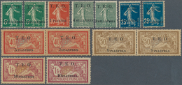 24178 Syrien: 1919, T.E.O. Overprints, Mint Assortment Of 19 Stamps Incl. Two Horiz. Pairs 5pi. On 40c., H - Siria