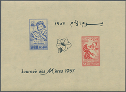24217 Syrien: 1956/1957, Lot Of Nine U/m Souvenir Sheets (no Gum As Issued): Michel Nos. Bl. 38/40, 42/47. - Syrië