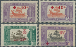24278 Tunesien: 1916/1923, POW/War Victims Charity Issues, Mint Assortment: Maury Nos. 49/57, 59/66, 79/95 - Tunesië (1956-...)