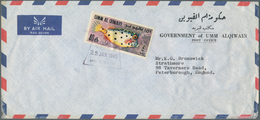 24297 Umm Al Qaiwain: 1965/1972, Group Of 20 Airmail Covers To Europe/USA, Slight Postal Wear, Mainly Comm - Umm Al-Qaiwain