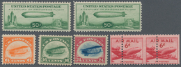 24393 Vereinigte Staaten Von Amerika: 1918/1949, U/m Lot Of Seven Airmail Stamps: Scott Nos. C1/3, C18 (2) - Autres & Non Classés