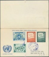 24444 Vereinte Nationen - New York: 1957-59, 24 Postcards With Paid Reply, Both Parts Complete Used To Ita - Sonstige & Ohne Zuordnung