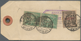 24753 Französische Kolonien: 1896/1943, Group Of Four Better Entires: P.O. Levant 1896 Baggage Tag, Gabon - Altri & Non Classificati