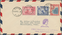 24825 Flugpost Übersee: 1929/1941, British Colonies, Group Of 13 Airmail Covers/cards, E.g. Two Covers "LA - Altri & Non Classificati