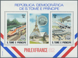 25024 Thematik: Eisenbahn / Railway: 1982, SAO TOME E PRINCIPE: Internat. Stamp Exhibition PHILEXFRANCE'82 - Trains