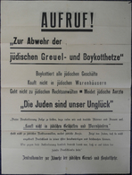 25142 Thematik: Judaika / Judaism: 1935 Ca., Original Poster AUFRUF! "Zur Abwehr Der Jüdischen Greuel- Und - Non Classés