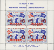 25150 Thematik: Kinder / Children: 1954, LIBERIA: UNICEF 5$ Red/blue (63 X 49 Mm) In A Lot With Seven Comp - Autres & Non Classés