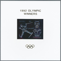 25345 Thematik: Olympische Spiele / Olympic Games: 1992, Guyana. Lot Containing 20 GOLD Stamp Souvenir She - Sonstige & Ohne Zuordnung