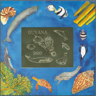 25733 Thematik: Tiere-Meerestiere / Animals-sea Animals: 1993, Guyana. Lot Of 100 GOLD Blocks With $600 St - Vita Acquatica