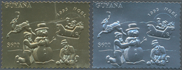 25894 Thematik: Weihnachten / Christmas: 1993, Guyana. Lot Of 100 GOLD Stamps And 100 SILVER Stamps CHRIST - Weihnachten