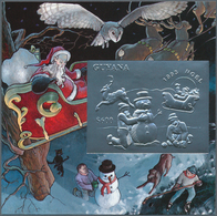 25896 Thematik: Weihnachten / Christmas: 1993, Guyana. Lot Of 100 SILVER Christmas Blocks Containing The $ - Noël