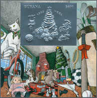 25897 Thematik: Weihnachten / Christmas: 1993, Guyana. Lot Of 100 SILVER Christmas Blocks Containing The $ - Natale