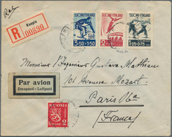 26324 Finnland: 1935/1939, Group Of 8 Registered Covers Sent From Kuopio To Paris, Predominantly Franked W - Briefe U. Dokumente