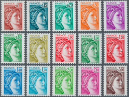 26461 Frankreich: 1977/1978, Definitives 'Sabinerin' Complete Set Of 15 Different Values All WITHOUT PHOSP - Oblitérés