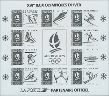 26470 Frankreich: 1992, Winter OLYMPICS Albertville Lot Of 12 IMPERFORATE BLACKPRINTS Of The Miniature She - Oblitérés