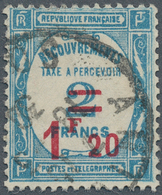 26480 Frankreich - Portomarken: 1929, Postage Due 2fr. Blue Surch. '1F20' In Red In A Large Lot With About - 1859-1959 Brieven & Documenten