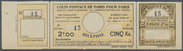 26487 Frankreich - Postpaketmarken: PARCEL POST PARIS: 1930, Three-part Coupon 'COLIS POSTAUX DE PARIS POU - Sonstige & Ohne Zuordnung